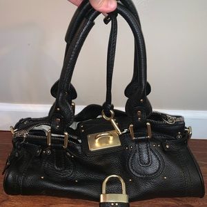Chloe Black Paddington Handbag Purse Lock Key